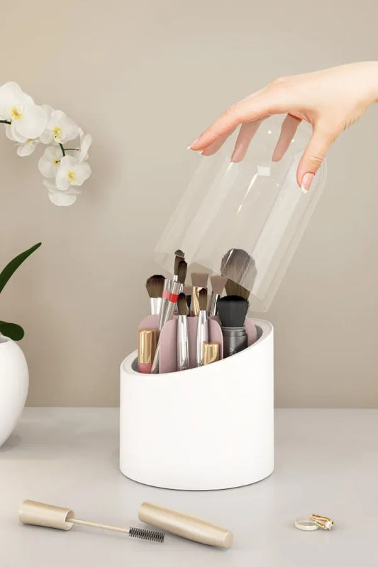 360 Degree Rotating Makeup Brush Cosmetic Storage Box Organizer