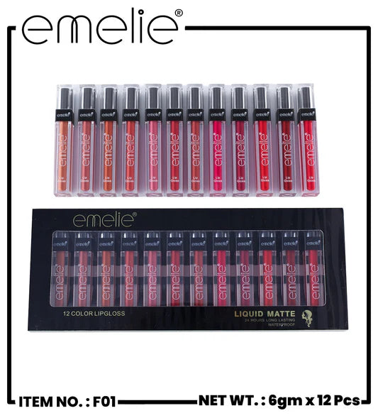 Emelie Matte Lip Gloss (Set of 12)