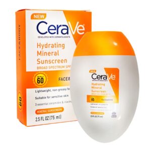 CeraVe Hydrating Mineral Sunscreen 60spf For Face & Body -75ml