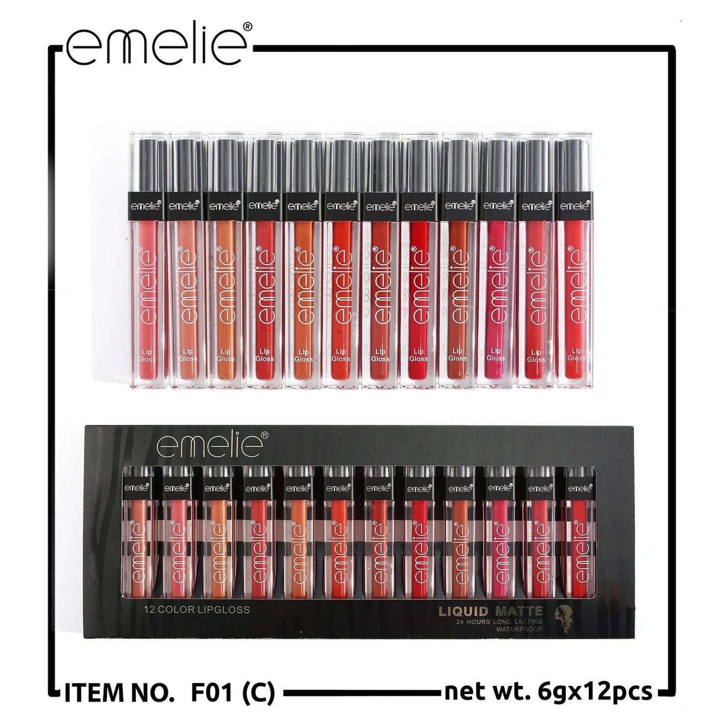 Emelie Matte Lip Gloss (Set of 12)