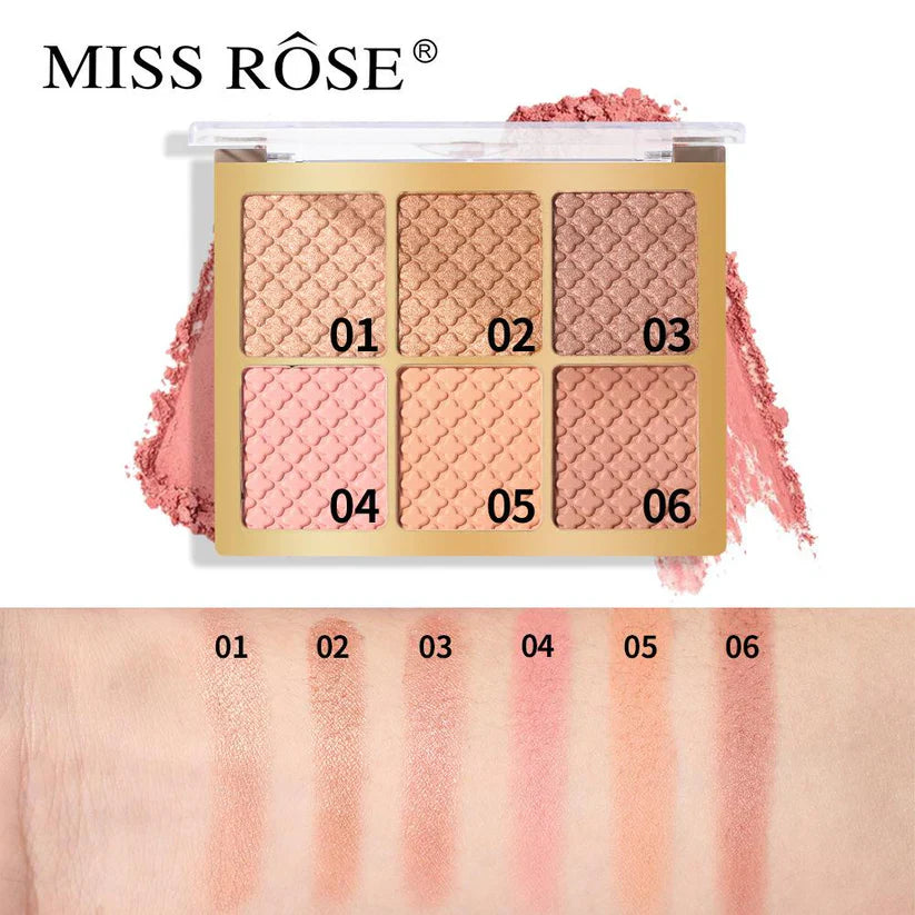 Miss Rose 6 Color Square Face Palette All In One