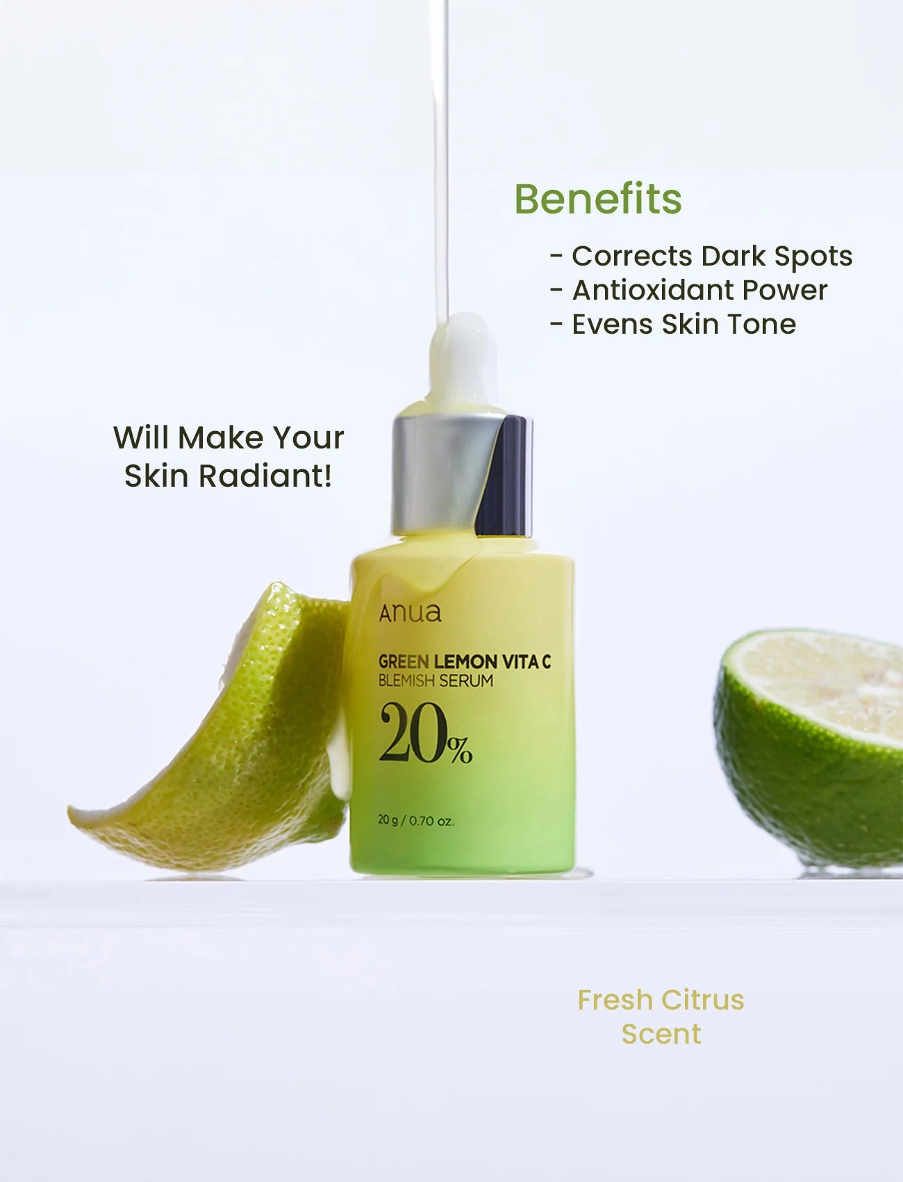 ANUA- Green Lemon Vita C 20% Blemish Serum