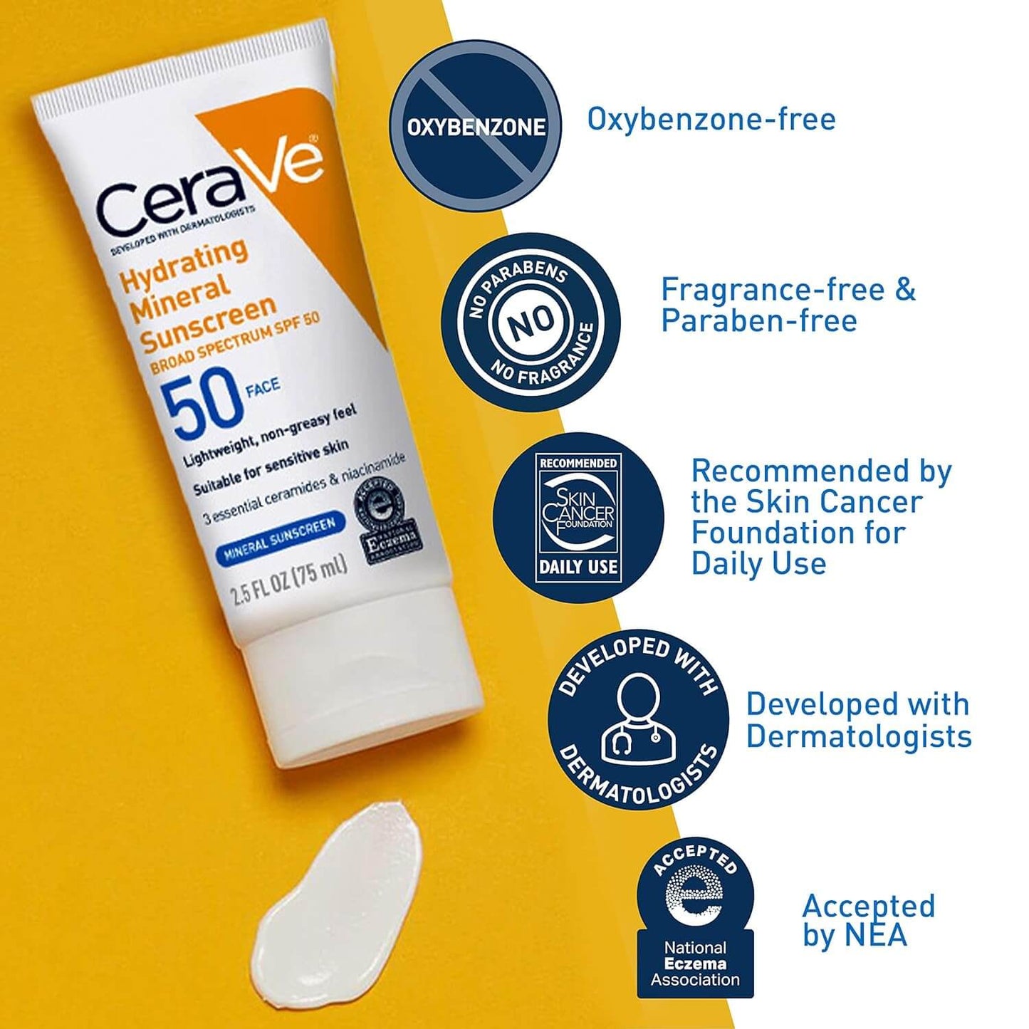 CeraVe Hydrating Mineral Sunscreen Spf 50- 75ml