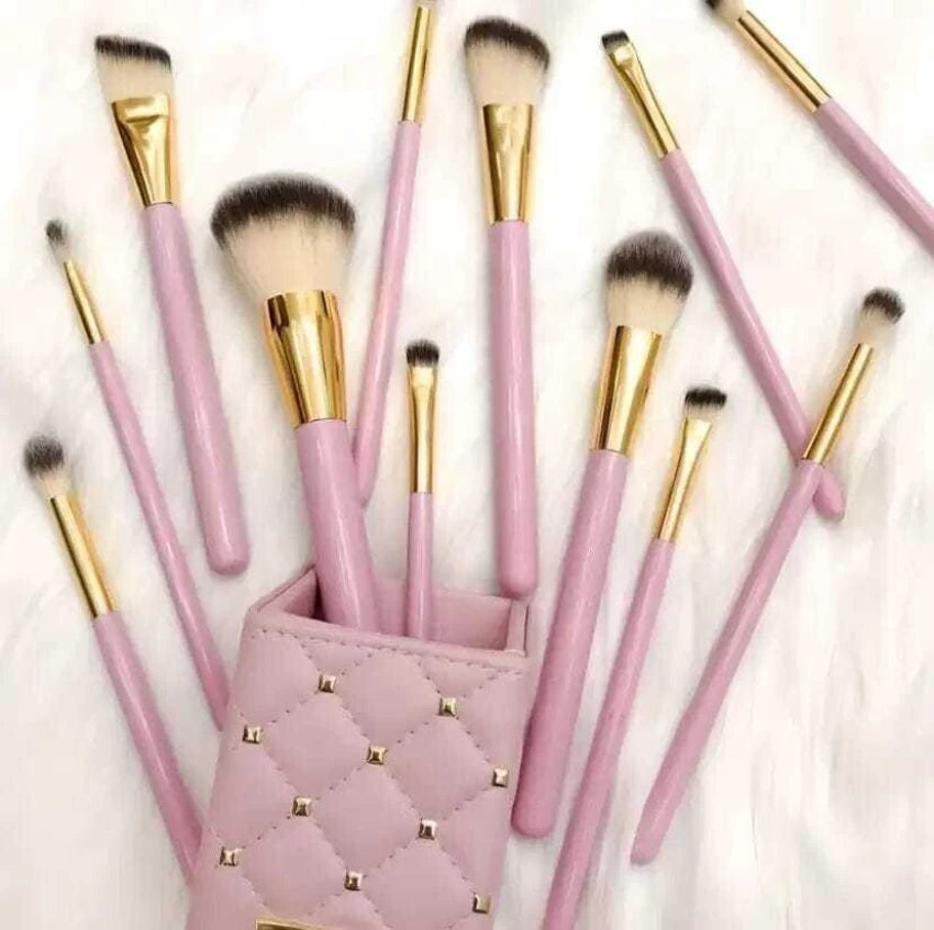 BH Pink Studded Elegance 12 Pc Brush Set (With Stand)